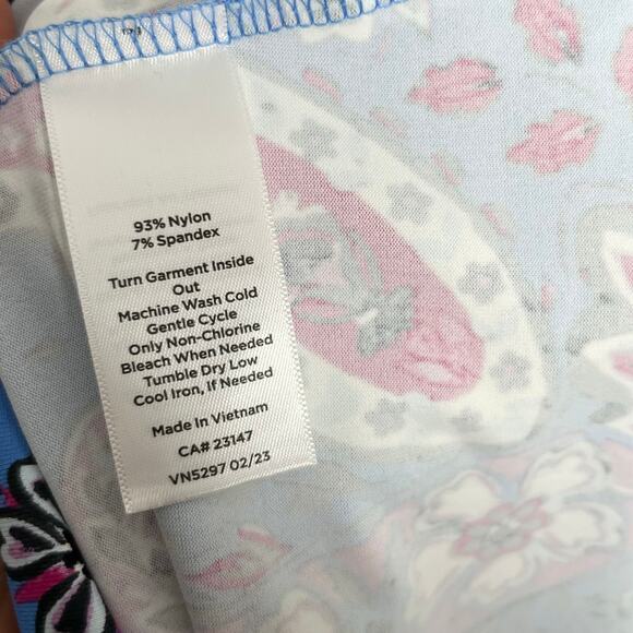 Talbots Womens Effortless Tie Waist Jersey Midi Dress XLP Blue Paisley Floral - Picture 9 of 9